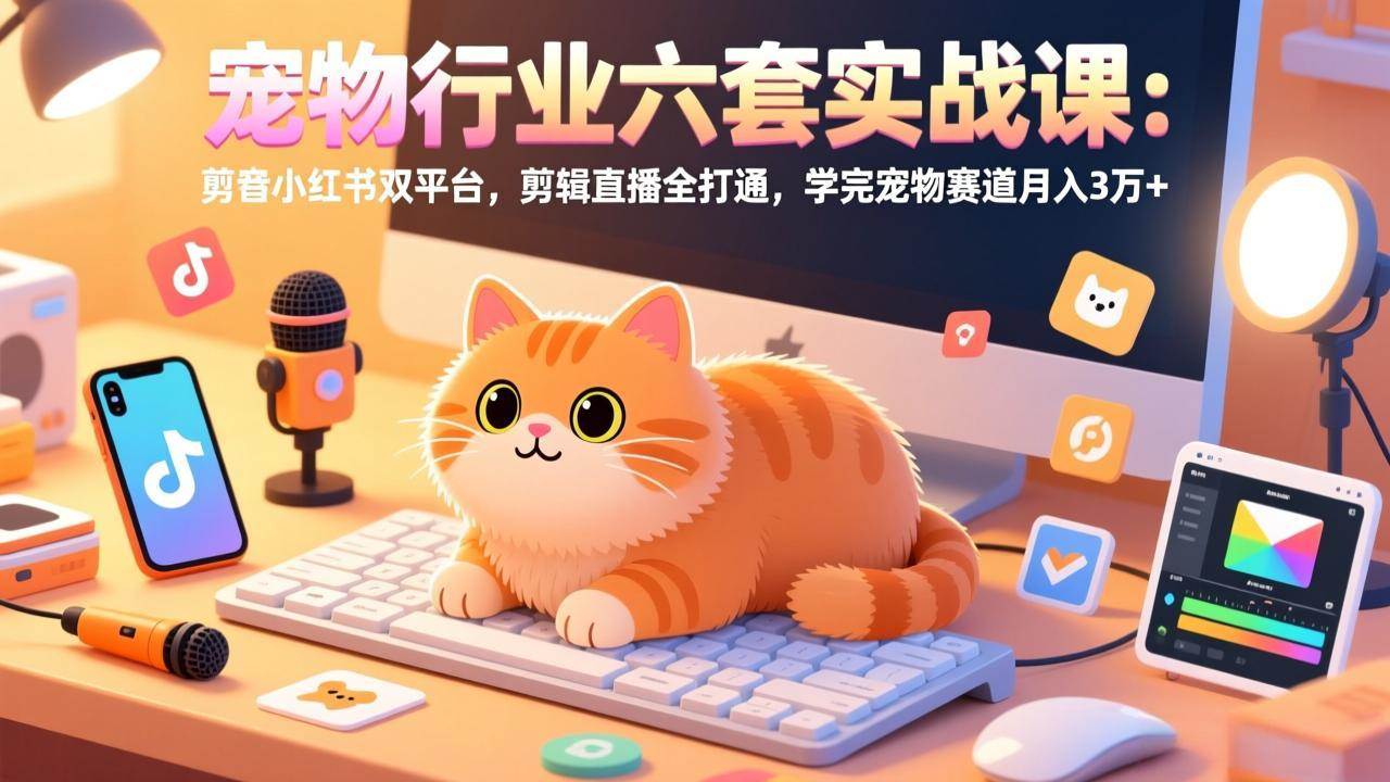 （17411期）宠物行业六套实战课：抖音小红书双平台，剪辑直播全打通，学完宠物赛道月入3万+-知行阁轻创网-分享网络赚钱项目-全网首发副业项目实操平台-副业创业项目网