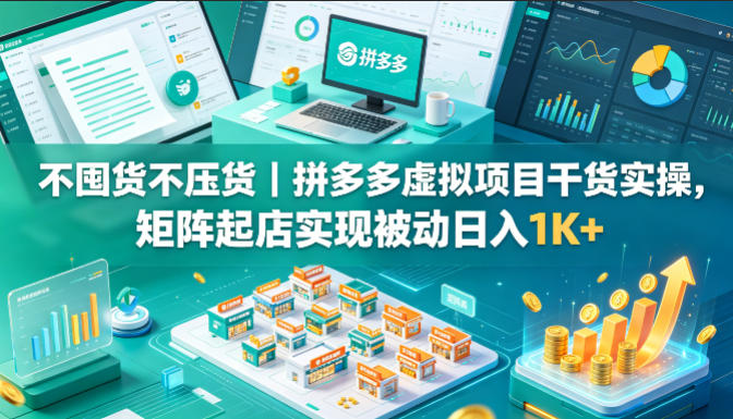 不囤货不压货｜拼多多虚拟项目干货实操，矩阵起店实现被动日入1K+【揭秘】-知行阁轻创网-分享网络赚钱项目-全网首发副业项目实操平台-副业创业项目网