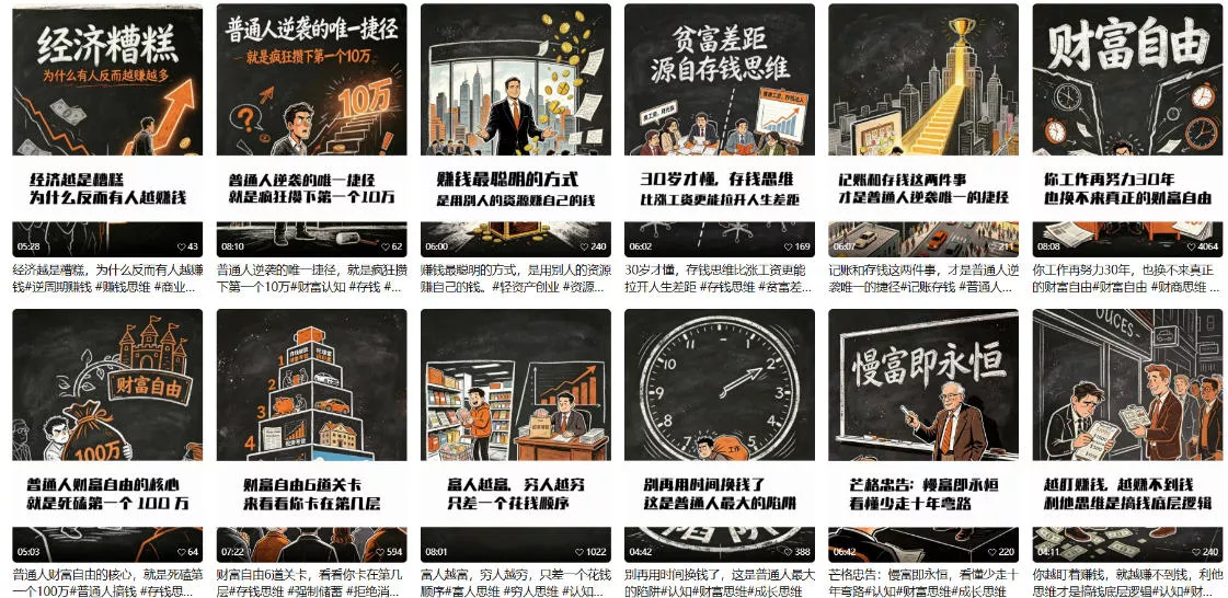 【AI书单】财富书籍图文解读玩法，一键直出，几十条视频，跑出1000单，全流程拆解，新手也可以上手-知行阁轻创网-分享网络赚钱项目-全网首发副业项目实操平台-副业创业项目网