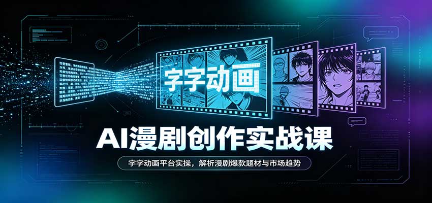 AI漫剧创作实战课：字字动画平台实操，解析漫剧爆款题材与市场趋势-知行阁轻创网-分享网络赚钱项目-全网首发副业项目实操平台-副业创业项目网
