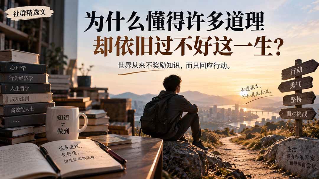 （20462期）社群精选文：为什么懂得许多道理却依旧过不好这一生？-知行阁轻创网-分享网络赚钱项目-全网首发副业项目实操平台-副业创业项目网