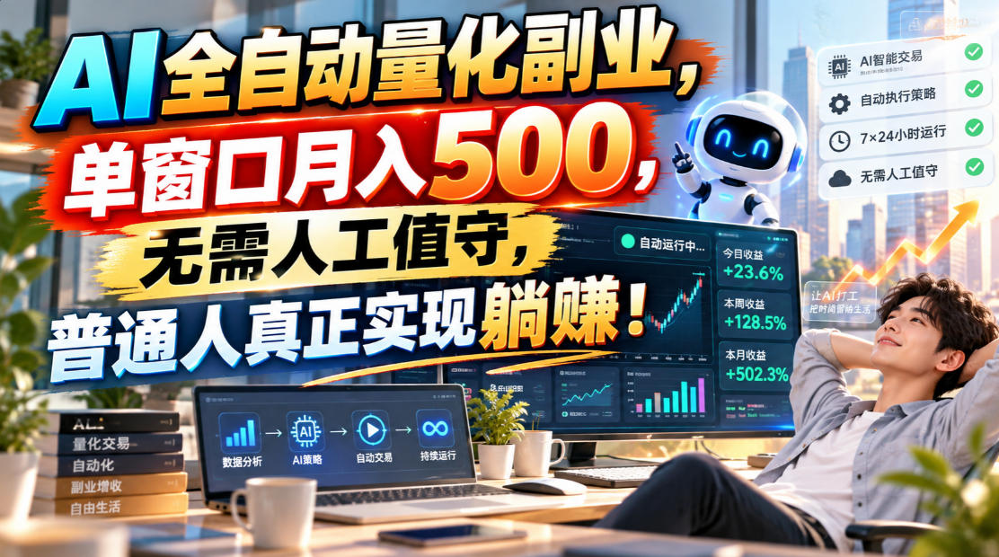 AI全自动量化副业，单窗口月入500，无需人工值守，普通人真正实现躺賺！【揭秘】-知行阁轻创网-分享网络赚钱项目-全网首发副业项目实操平台-副业创业项目网