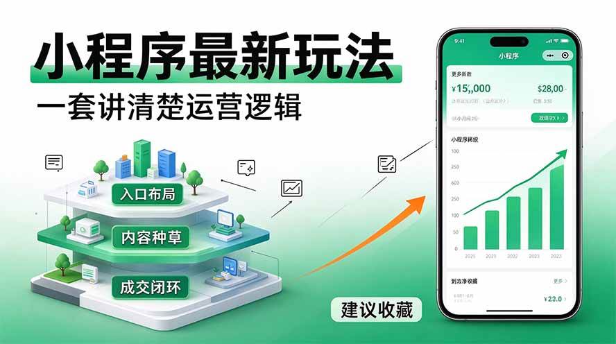 （20876期）微信小程序最新玩法 四种收益来源，单日收入400+-知行阁轻创网-分享网络赚钱项目-全网首发副业项目实操平台-副业创业项目网