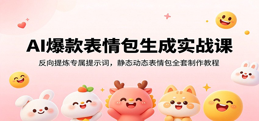 AI爆款表情包生成实战课：反向提炼专属提示词，静态动态表情包全套制作教程-知行阁轻创网-分享网络赚钱项目-全网首发副业项目实操平台-副业创业项目网