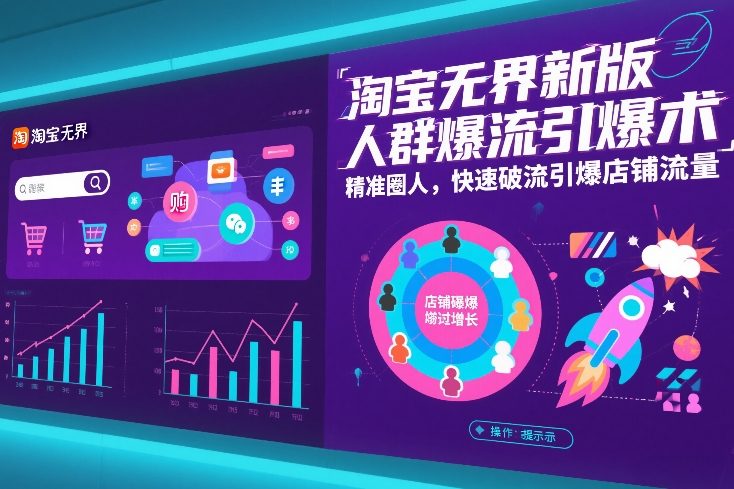 淘宝无界新版人群爆流引爆术，精准圈人，快速破流引爆店铺流量-知行阁轻创网-分享网络赚钱项目-全网首发副业项目实操平台-副业创业项目网