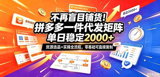 （20955期）不再盲目铺货！拼多多一件代发矩阵落地攻略，提供优质货源店铺运营全流程，零基础可直接复制-知行阁轻创网-分享网络赚钱项目-全网首发副业项目实操平台-副业创业项目网