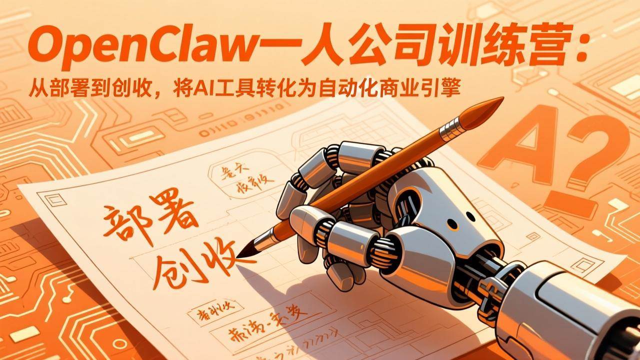 （17540期）OpenClaw一人公司训练营：从部署到创收，将AI工具转化为自动化商业引擎-知行阁轻创网-分享网络赚钱项目-全网首发副业项目实操平台-副业创业项目网