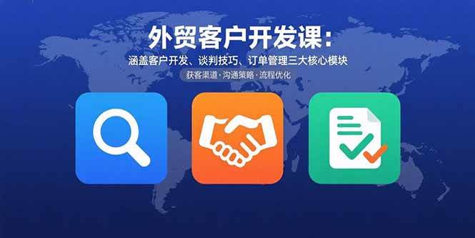 （15793期）外贸客户开发课：涵盖客户开发、谈判技巧、订单管理三大核心模块-知行阁轻创网-分享网络赚钱项目-全网首发副业项目实操平台-副业创业项目网