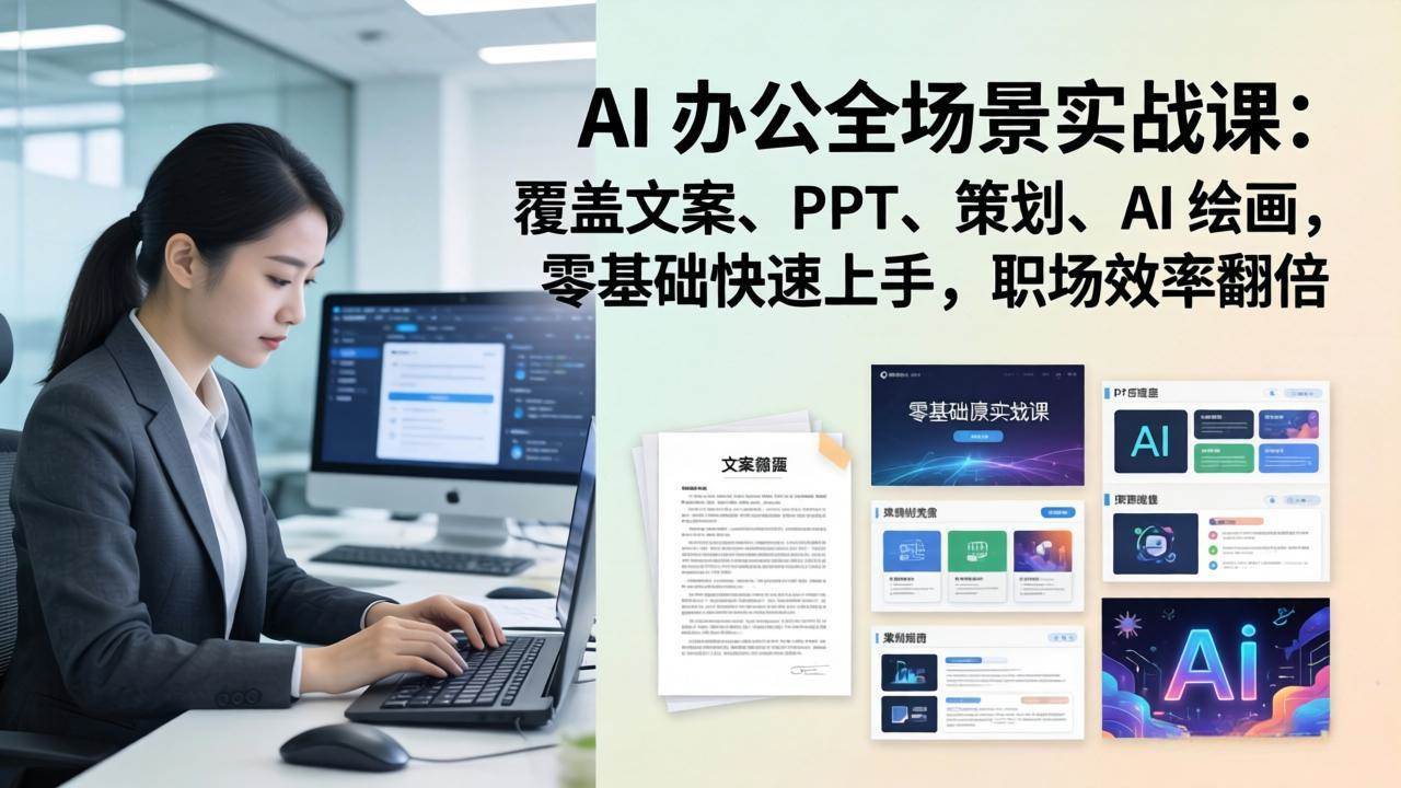 （17732期） AI 办公全场景实战课：覆盖文案、PPT、策划、AI 绘画，零基础快速上手，职场效率翻倍-知行阁轻创网-分享网络赚钱项目-全网首发副业项目实操平台-副业创业项目网