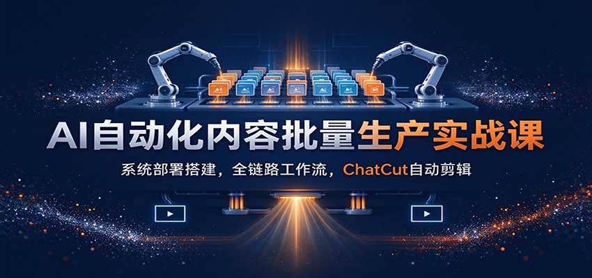 AI自动化内容批量生产实战课:系统部署搭建,全链路工作流,ChatCut自动剪辑-知行阁轻创网-分享网络赚钱项目-全网首发副业项目实操平台-副业创业项目网