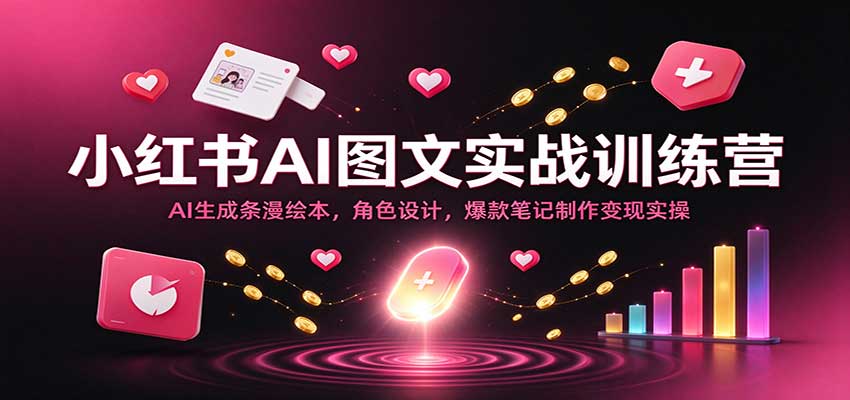 小红书AI图文实战训练营：AI生成条漫绘本，角色设计，爆款笔记制作变现实操-知行阁轻创网-分享网络赚钱项目-全网首发副业项目实操平台-副业创业项目网
