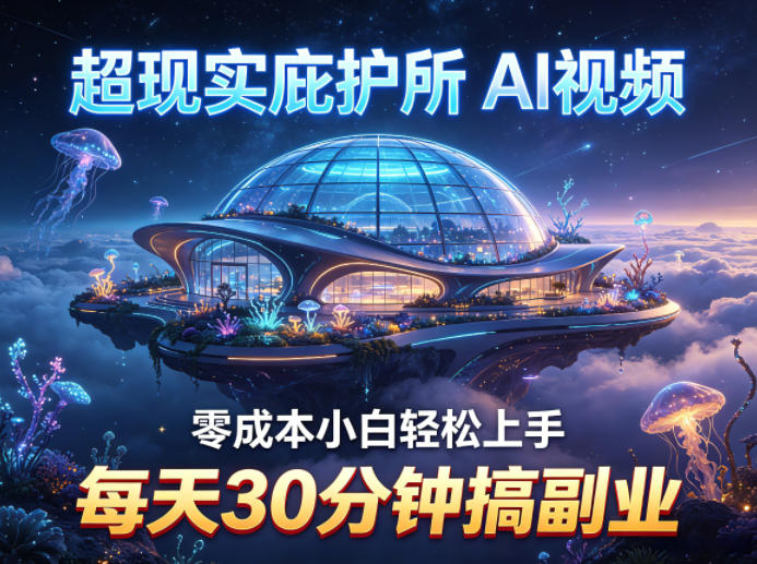 超现实庇护所AI视频项目拆解，零成本小白轻松上手，每天30分钟搞副业-知行阁轻创网-分享网络赚钱项目-全网首发副业项目实操平台-副业创业项目网