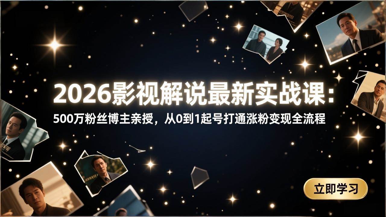 （17530期）2026影视解说最新实战课：500万粉丝博主亲授，从0到1起号打通涨粉变现全流程-知行阁轻创网-分享网络赚钱项目-全网首发副业项目实操平台-副业创业项目网
