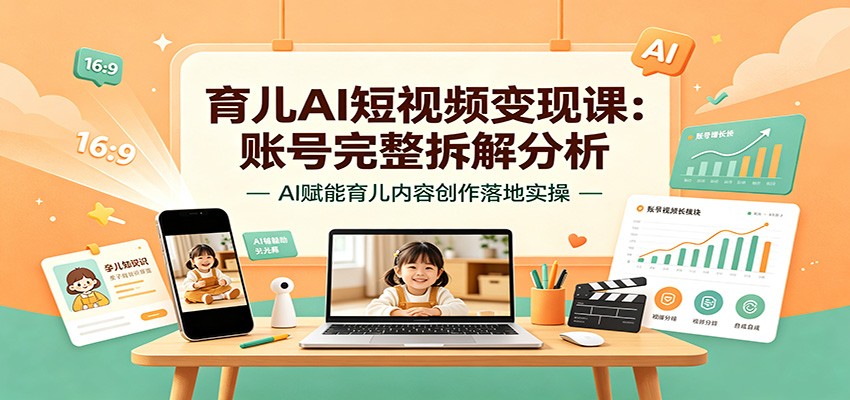 育儿AI短视频变现课：账号完整拆解分析，AI赋能育儿内容创作落地实操-知行阁轻创网-分享网络赚钱项目-全网首发副业项目实操平台-副业创业项目网