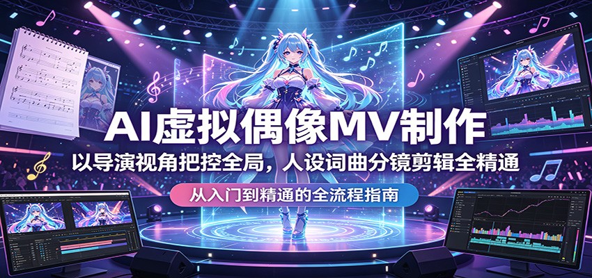 AI虚拟偶像MV制作：以导演视角把控全局，人设词曲分镜剪辑全精通-知行阁轻创网-分享网络赚钱项目-全网首发副业项目实操平台-副业创业项目网