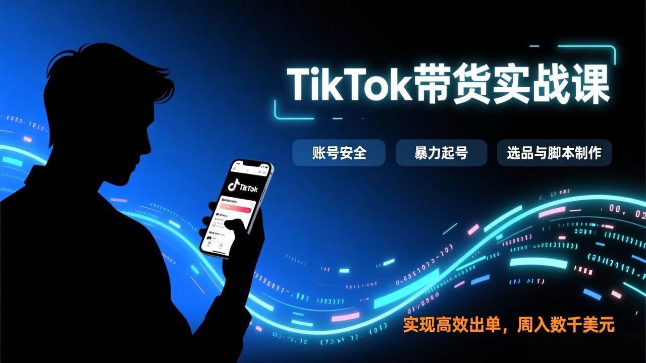 （17278期）TikTok带货实战课，涵盖账号安全、暴力起号、选品与脚本制作，实现高效出单，周入数千美元-知行阁轻创网-分享网络赚钱项目-全网首发副业项目实操平台-副业创业项目网