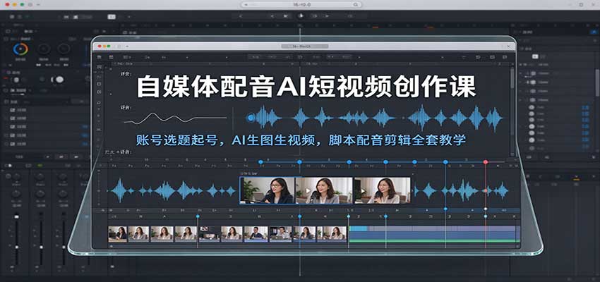 自媒体配音AI短视频创作课：账号选题起号，AI生图生视频，脚本配音剪辑全套教学-知行阁轻创网-分享网络赚钱项目-全网首发副业项目实操平台-副业创业项目网