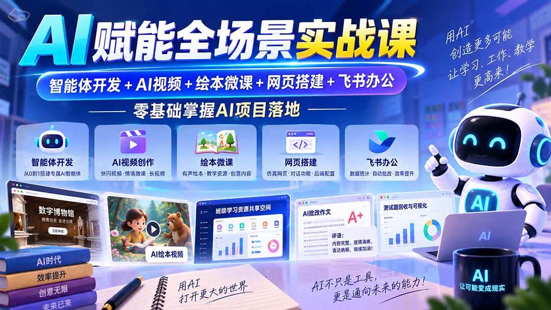 （20517期）AI赋能全场景实战课｜智能体开发+AI视频+绘本微课+网页搭建+飞书办公，零基础掌握AI项目落地-知行阁轻创网-分享网络赚钱项目-全网首发副业项目实操平台-副业创业项目网