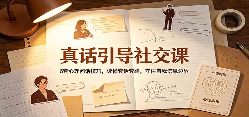 真话引导社交课：6套心理问话技巧，读懂套话套路，守住自我信息边界-知行阁轻创网-分享网络赚钱项目-全网首发副业项目实操平台-副业创业项目网