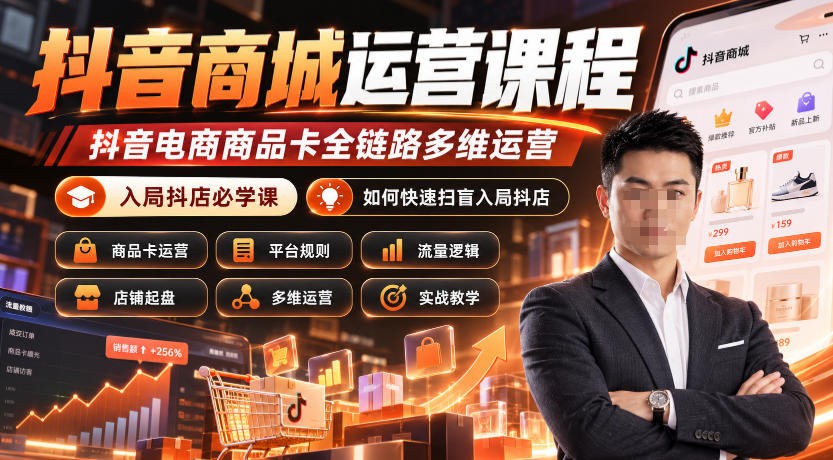 抖音商城运营课程，抖音电商商品卡全链路多维运营，入局抖店必学课， 如何快速扫盲入局抖店(更新26年10月)-知行阁轻创网-分享网络赚钱项目-全网首发副业项目实操平台-副业创业项目网