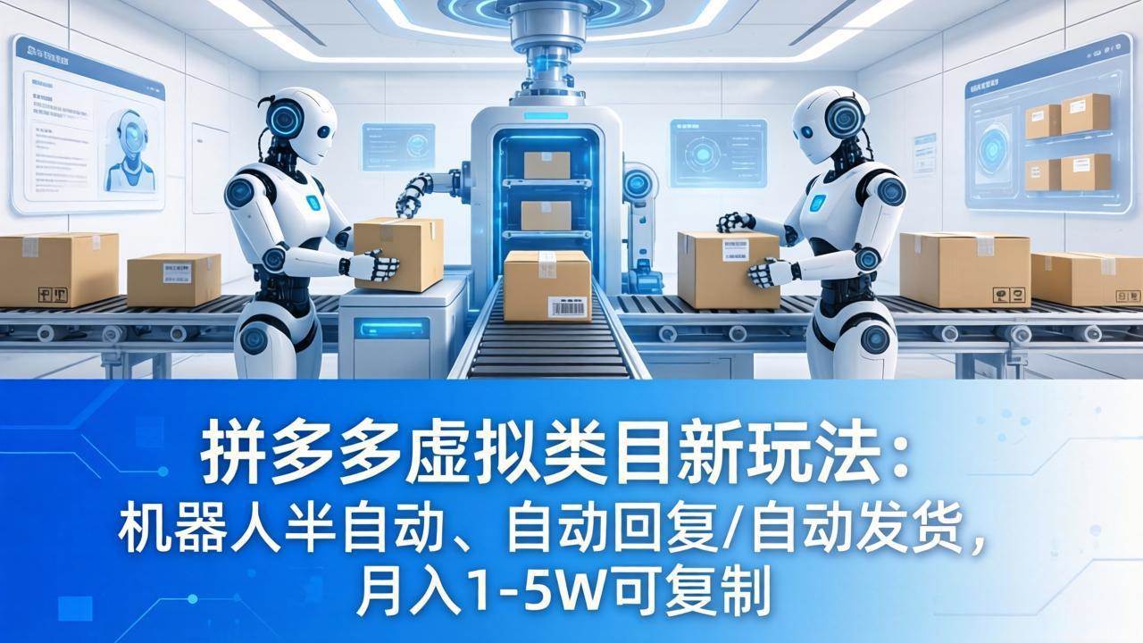 （18038期）拼多多虚拟类目新玩法：机器人半自动、自动回复 /自动发货，月入 1-5W 可复制-知行阁轻创网-分享网络赚钱项目-全网首发副业项目实操平台-副业创业项目网