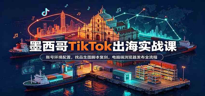 墨西哥TikTok出海实战课:账号环境配置,找品生图脚本复刻,电脑端浏览器发布全流程-知行阁轻创网-分享网络赚钱项目-全网首发副业项目实操平台-副业创业项目网