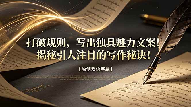 （18971期）打破规则，写出独具魅力文案！揭秘引人注目的写作秘诀！【原创双语字幕】-知行阁轻创网-分享网络赚钱项目-全网首发副业项目实操平台-副业创业项目网