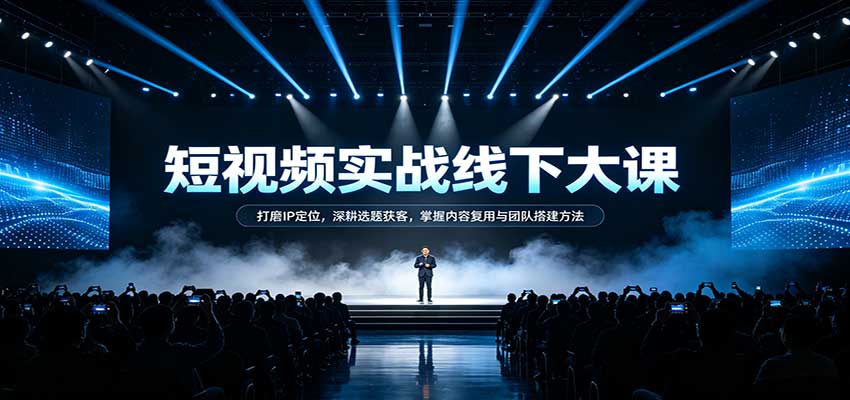 短视频实战线下大课：打磨IP定位，深耕选题获客，掌握内容复用与团队搭建方法-知行阁轻创网-分享网络赚钱项目-全网首发副业项目实操平台-副业创业项目网