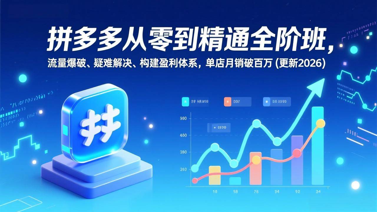 （17148期）拼多多从零到精通全阶班，流量爆破、疑难解决，构建盈利体系，单店月销破百万(更新2026)-知行阁轻创网-分享网络赚钱项目-全网首发副业项目实操平台-副业创业项目网