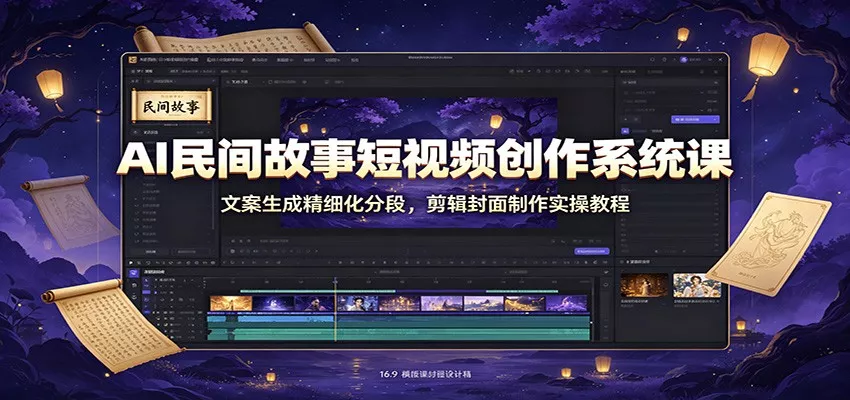 AI民间故事短视频创作系统课：文案生成精细化分段，剪辑封面制作实操教程-知行阁轻创网-分享网络赚钱项目-全网首发副业项目实操平台-副业创业项目网