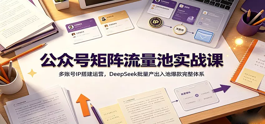 公众号矩阵流量池实战课：多账号IP搭建运营，DeepSeek批量产出入池爆款完整体系-知行阁轻创网-分享网络赚钱项目-全网首发副业项目实操平台-副业创业项目网