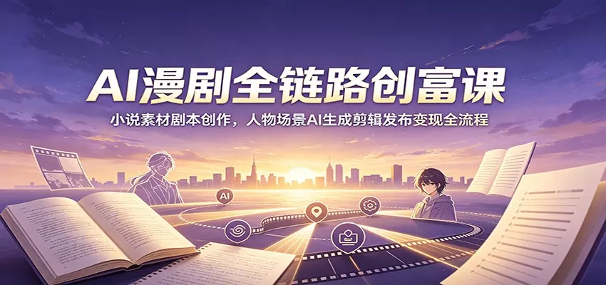 AI漫剧全链路创富课：小说素材剧本创作，人物场景AI生成剪辑发布变现全流程-知行阁轻创网-分享网络赚钱项目-全网首发副业项目实操平台-副业创业项目网