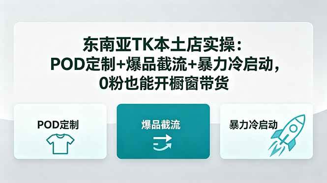 （18488期）东南亚TK本土店实操-5月更新：POD定制+爆品截流+暴力冷启动，0粉也能开橱窗带货-知行阁轻创网-分享网络赚钱项目-全网首发副业项目实操平台-副业创业项目网