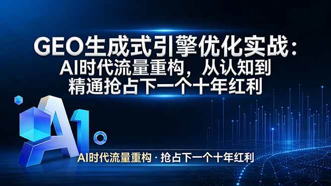 （17708期）GEO 生成式引擎优化实战：AI时代流量重构，从认知到精通抢占下一个十年红利-知行阁轻创网-分享网络赚钱项目-全网首发副业项目实操平台-副业创业项目网