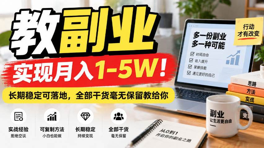（20806期）“教副业”实现月入1-5W！长期稳定可落地，全部干货毫无保留教给你-知行阁轻创网-分享网络赚钱项目-全网首发副业项目实操平台-副业创业项目网