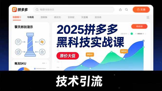 （16977期）2025拼多多黑科技实战课，擎天柱玩法、爆流SKU、原价大促，技术引流，单店日销轻松破千单-知行阁轻创网-分享网络赚钱项目-全网首发副业项目实操平台-副业创业项目网