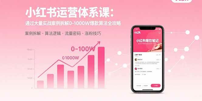 （15792期）小红书运营体系课：通过大量实战案例拆解0-1000W爆款算法全攻略-知行阁轻创网-分享网络赚钱项目-全网首发副业项目实操平台-副业创业项目网