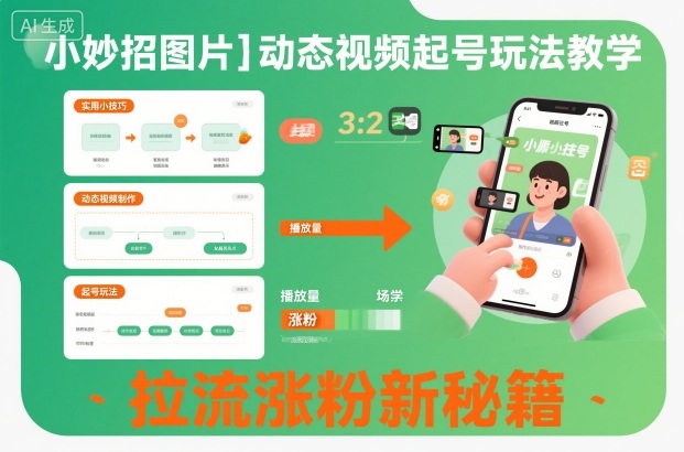 小妙招图片＋动态视频起号玩法教学，拉流涨粉新秘籍-知行阁轻创网-分享网络赚钱项目-全网首发副业项目实操平台-副业创业项目网