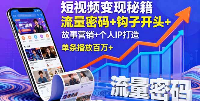 （16079期）短视频变现秘籍，流量密码+钩子开头+故事营销+个人IP打造，单条播放百万+-知行阁轻创网-分享网络赚钱项目-全网首发副业项目实操平台-副业创业项目网