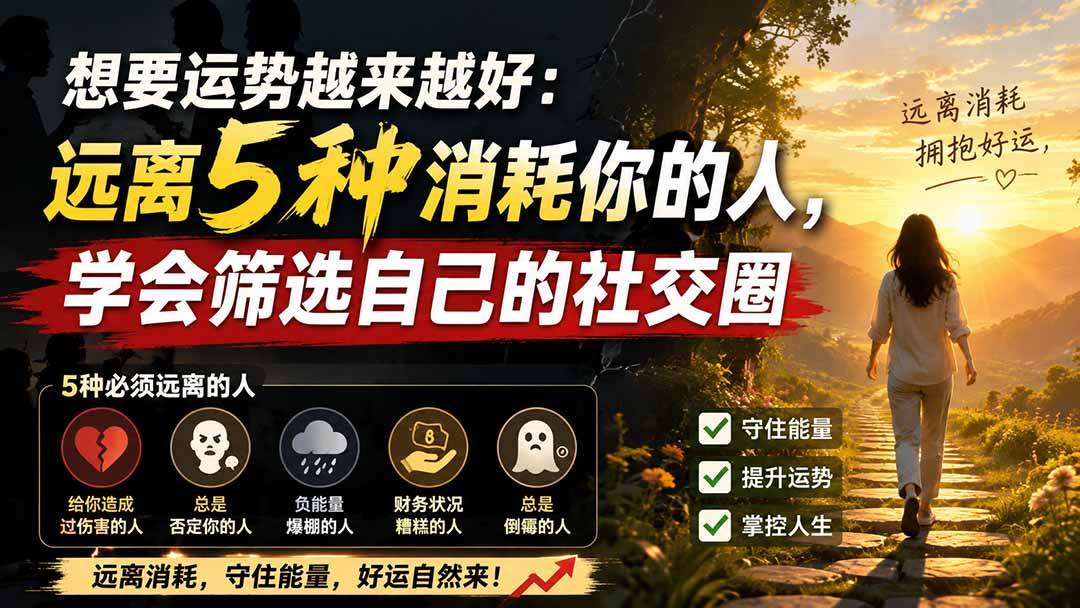 （19965期）付费文章：想要运势越来越好：远离5种消耗你的人，学会筛选自己的社交圈-知行阁轻创网-分享网络赚钱项目-全网首发副业项目实操平台-副业创业项目网