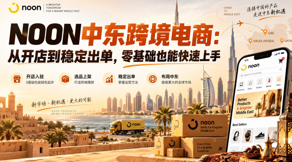 NOON中东跨境电商：从开店到稳定出单，零基础也能快速上手（更新2026）-知行阁轻创网-分享网络赚钱项目-全网首发副业项目实操平台-副业创业项目网