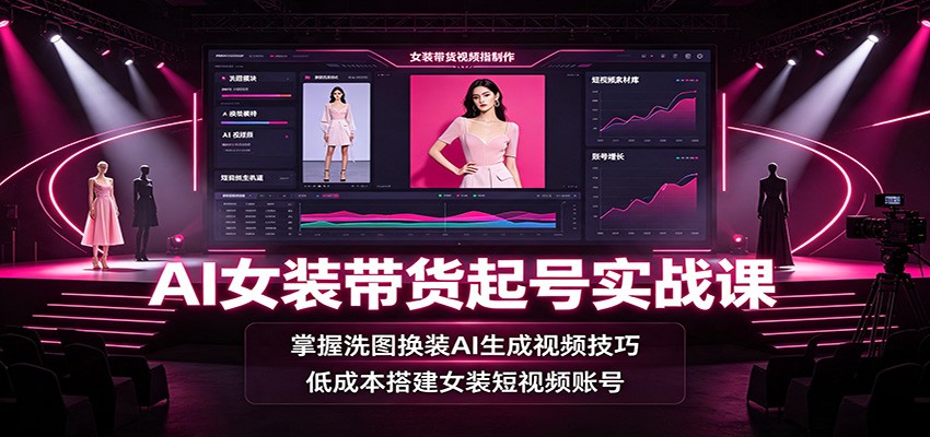 AI女装带货起号实战课：掌握洗图换装AI生成视频技巧，低成本搭建女装短视频账号-知行阁轻创网-分享网络赚钱项目-全网首发副业项目实操平台-副业创业项目网