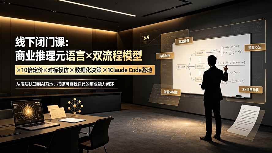 （19381期）线下闭门课：商业推理元语言×双流程模型×10倍定价×对标模仿×数据化决策×Claude Code落地，击穿认知盲区-知行阁轻创网-分享网络赚钱项目-全网首发副业项目实操平台-副业创业项目网