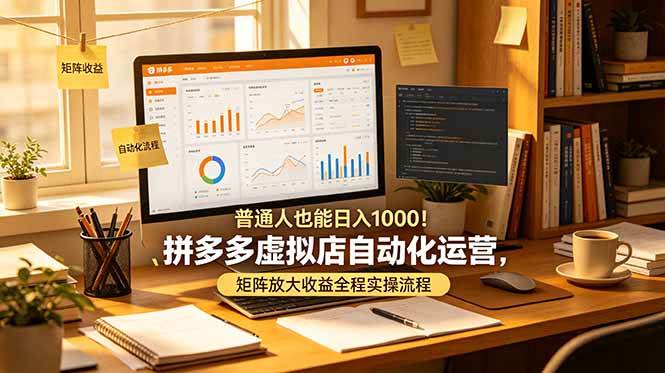 (19022期)普通人也能日入 1000!拼多多虚拟店自动化运营,矩阵放大收益全程实操流程-知行阁轻创网-分享网络赚钱项目-全网首发副业项目实操平台-副业创业项目网