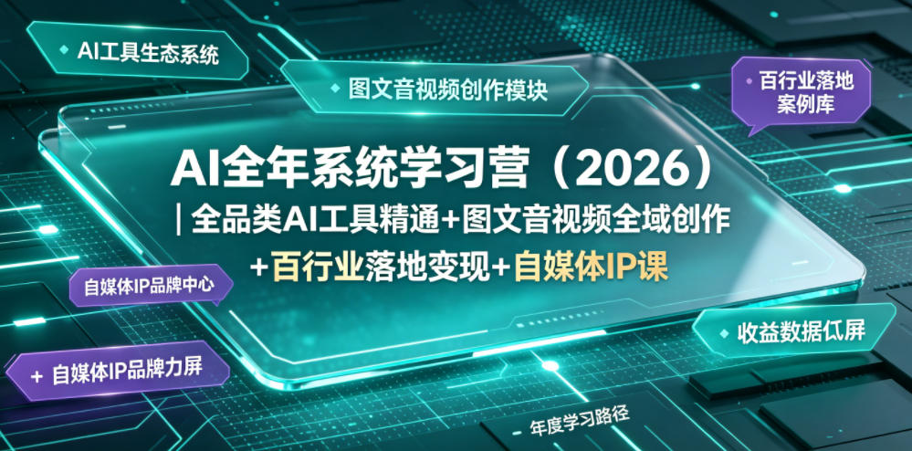 AI全年系统学习营（2026）｜全品类AI工具精通+图文音视频全域创作+百行业落地变现+自媒体IP打造年度进阶大课-知行阁轻创网-分享网络赚钱项目-全网首发副业项目实操平台-副业创业项目网