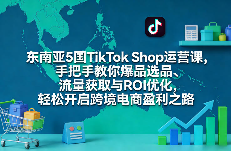 东南亚5国TikTok Shop运营课，手把手教你爆品选品、流量获取与ROI优化，轻松开启跨境电商盈利之路-知行阁轻创网-分享网络赚钱项目-全网首发副业项目实操平台-副业创业项目网