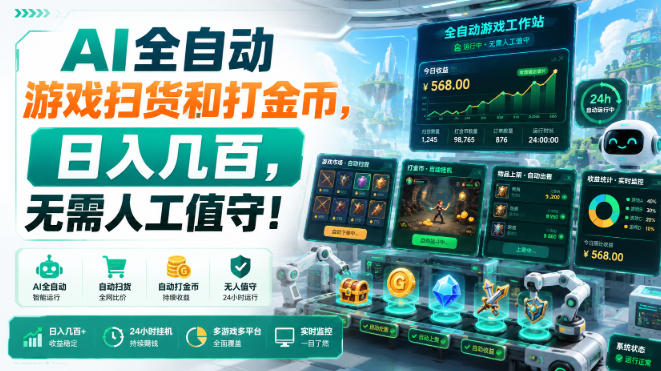 AI全自动游戏扫货和打金币，日入几百，无需人工值守！【揭秘】-知行阁轻创网-分享网络赚钱项目-全网首发副业项目实操平台-副业创业项目网