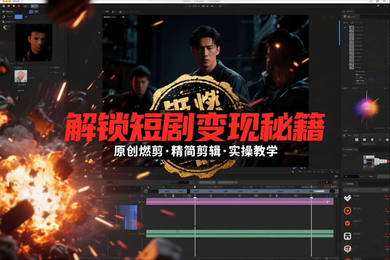 短剧拉新之原创燃剪精简剪辑实操课，解锁短剧变现秘籍-知行阁轻创网-分享网络赚钱项目-全网首发副业项目实操平台-副业创业项目网