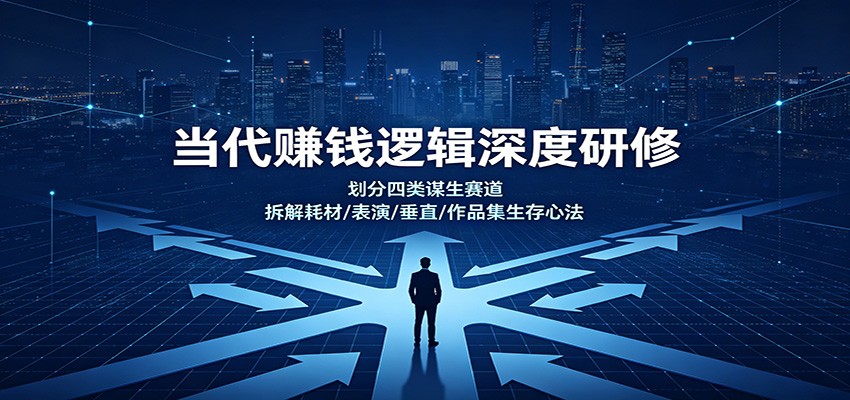当代赚钱逻辑深度研修：划分四类谋生赛道，拆解耗材/表演/垂直/作品集生存心法-知行阁轻创网-分享网络赚钱项目-全网首发副业项目实操平台-副业创业项目网