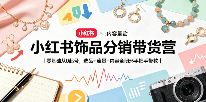小红书饰品分销带货营｜零基础从0起号，选品+流量+内容全闭环手把手带教（更新0527）-知行阁轻创网-分享网络赚钱项目-全网首发副业项目实操平台-副业创业项目网